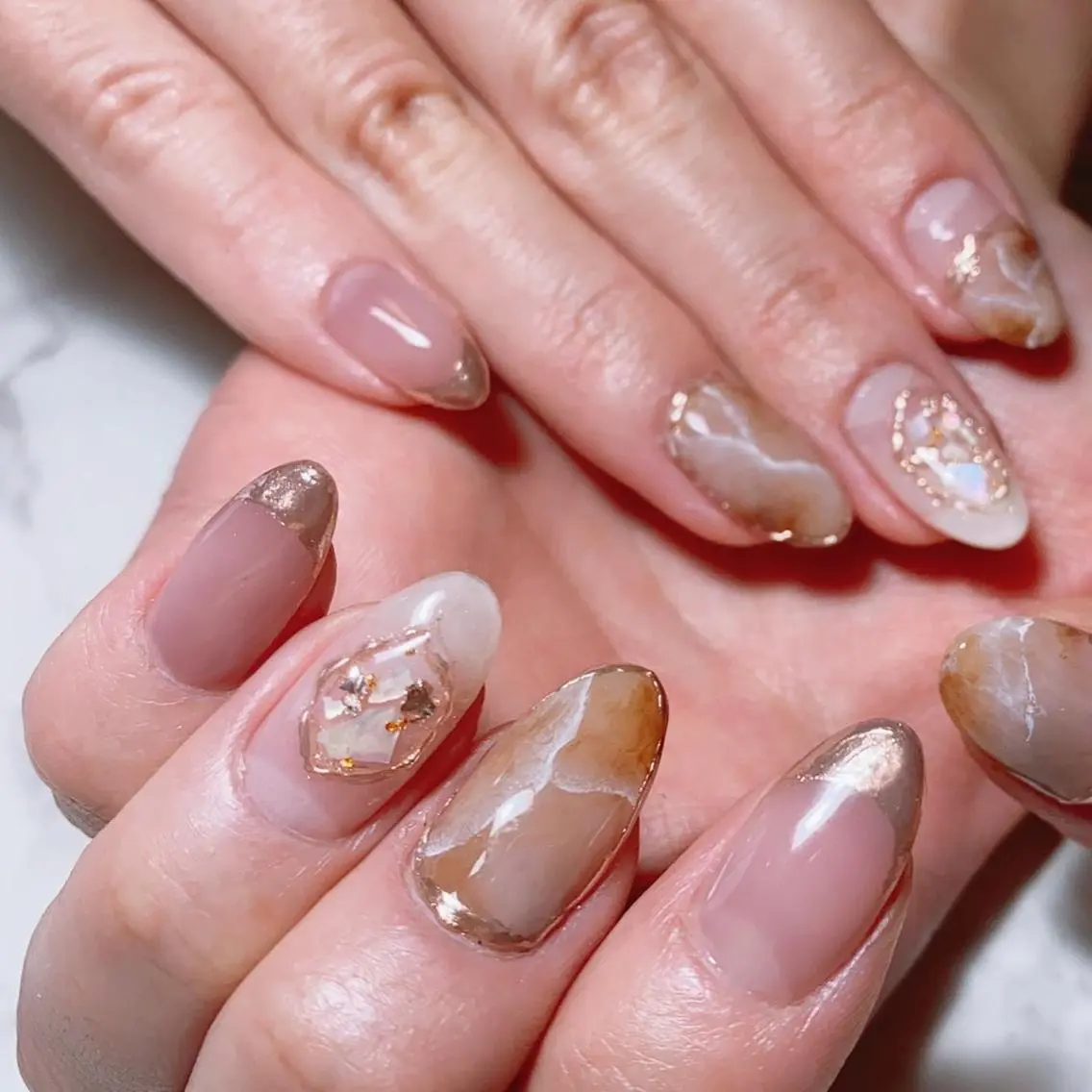 ネイル 大理石ネイル(マーブル) ブライダルネイル ハンドネイル Era nailのネイルデザイン