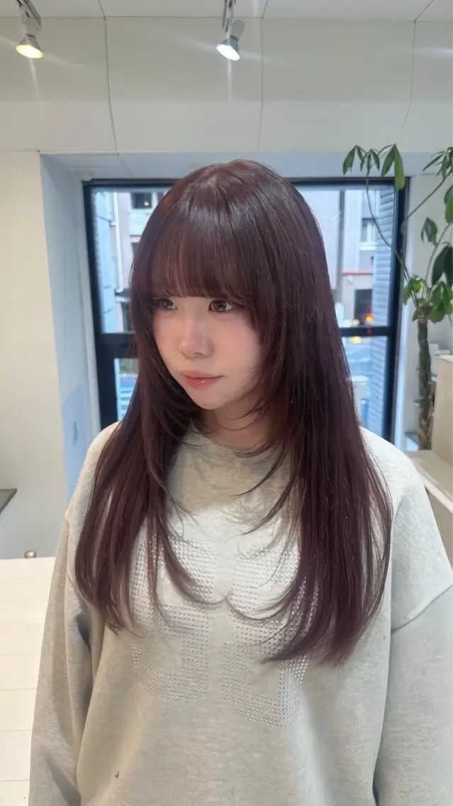 ロング カラー ブリーチ ブラウンカラー カシス ラベンダーカラー ブリーチなしカラー ブリーチ/ハイトーン ⚗️HARUKAのヘアスタイル
