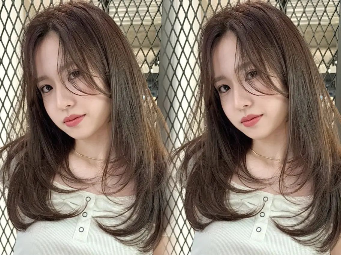 セミロング レイヤーカット カット ヘアカラー トリートメント ハルナ / 韓国ヘア♪のヘアスタイル