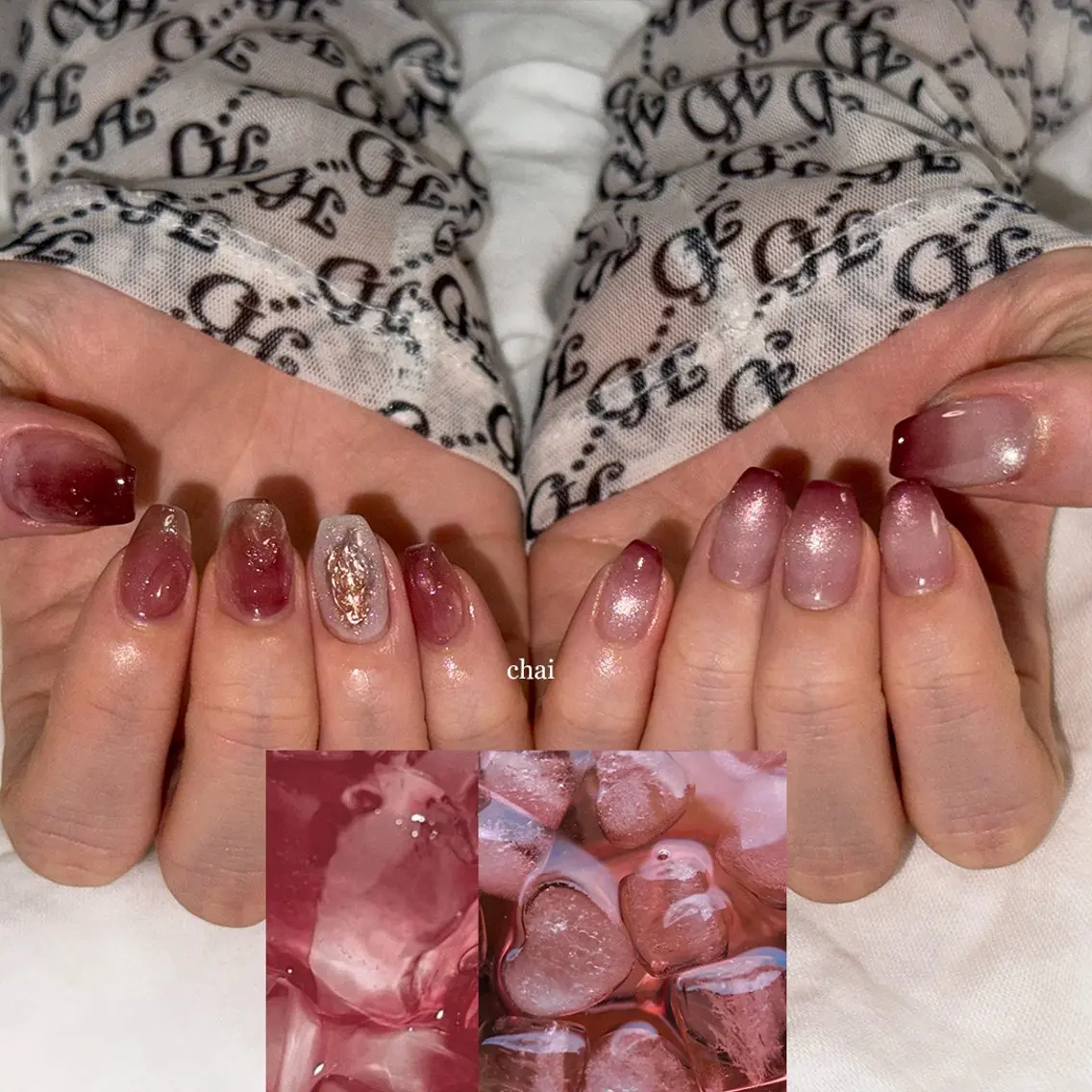 ネイル ボルドー グラデーション マグネットネイル ニュアンスネイル ハンドネイル chai nail +  eye📍鶴橋のネイルデザイン