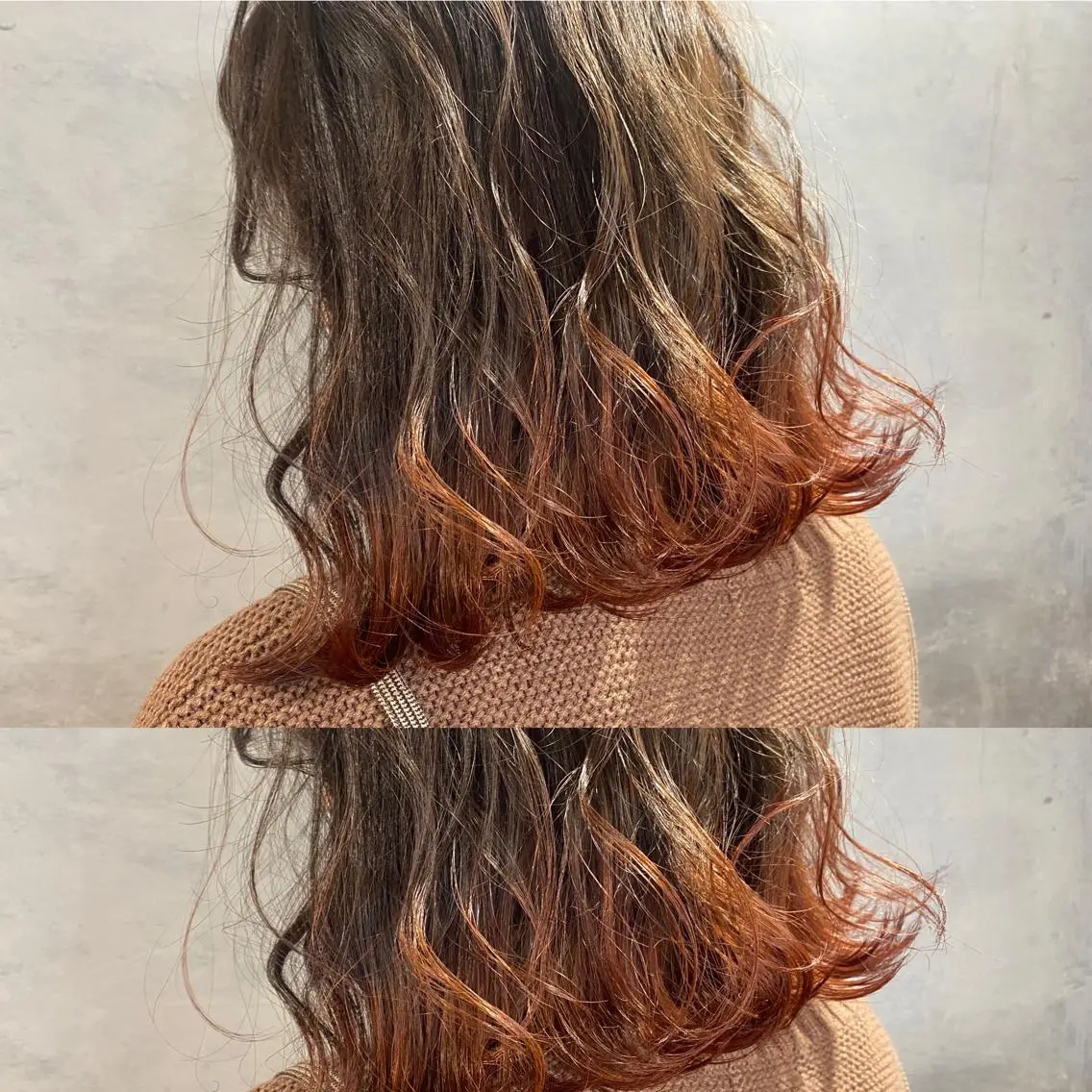 ミディアム カラー グラデーションカラー オレンジ ヘアカラー ツキノキ ミナのヘアスタイル