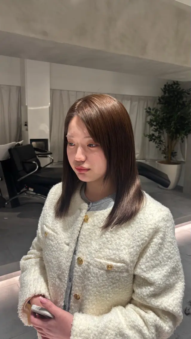 ミディアム カラー ヘアカラー トリートメント ヘアセット 莉瑠 / ボブモデル募集🐃のヘアスタイル
