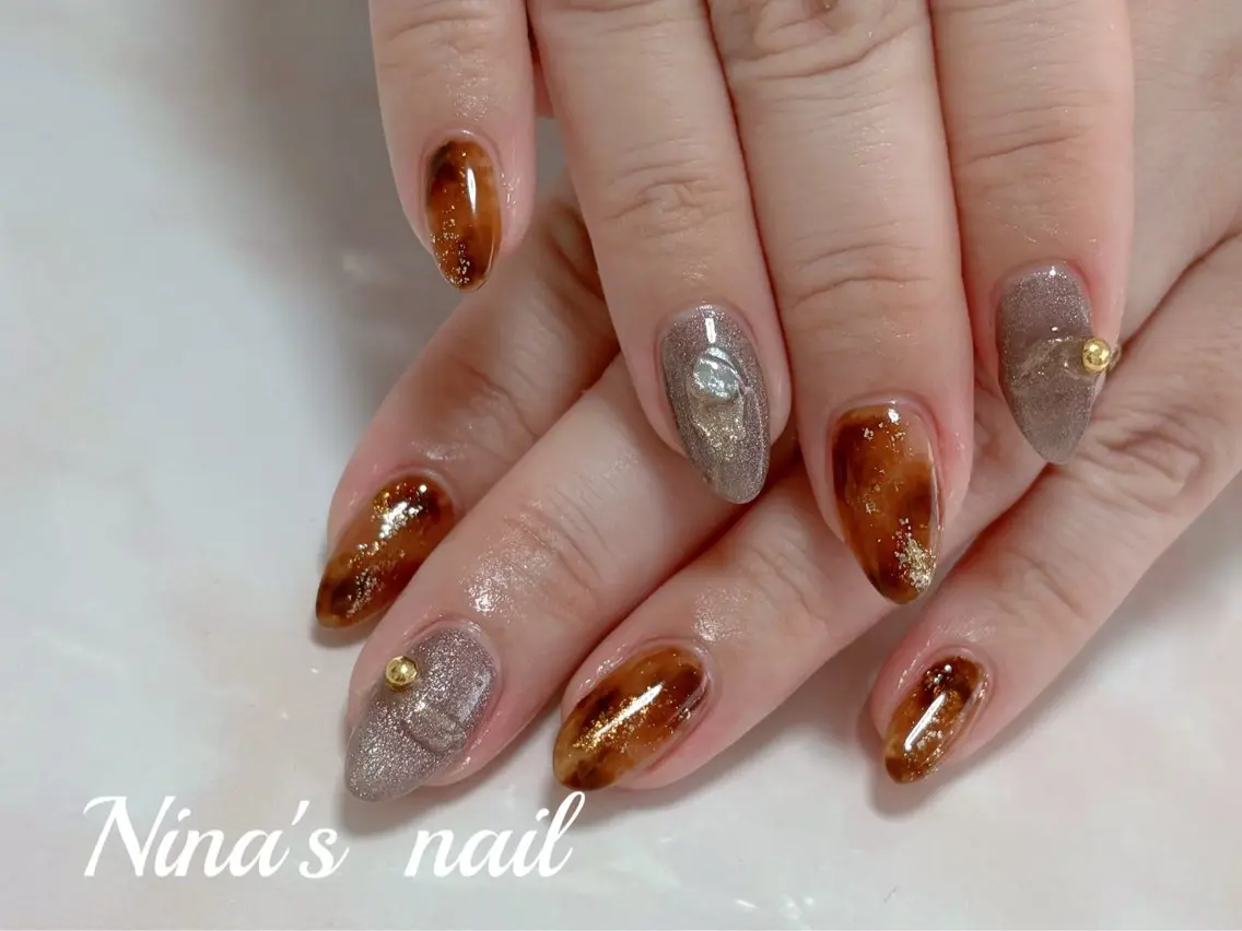 ネイル べっ甲ネイル ハンドネイル Nina's nailのネイルデザイン