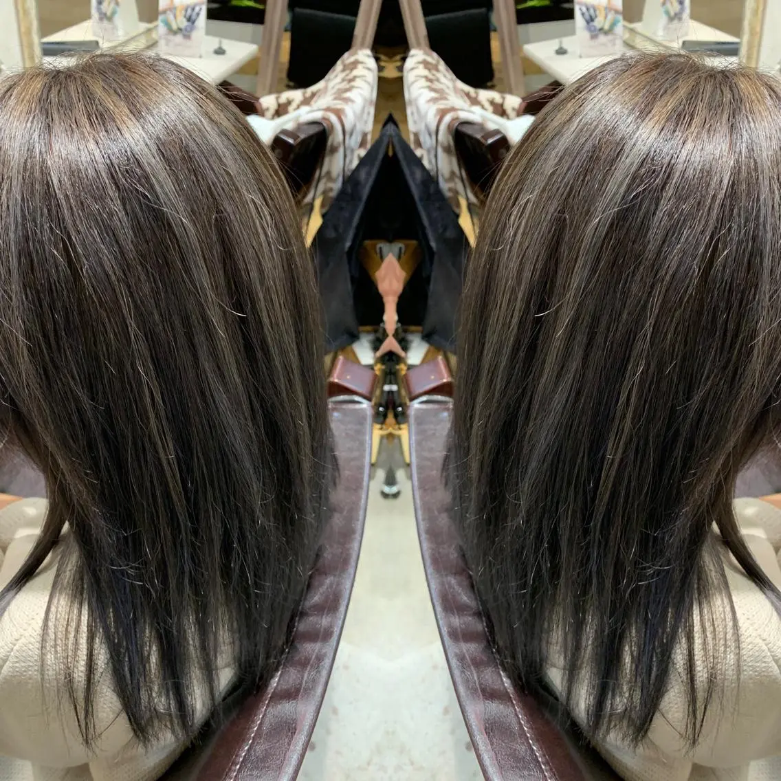 ロング カラー グレージュ ハイライトカラー ハイライト LUXBE LUCEのヘアスタイル