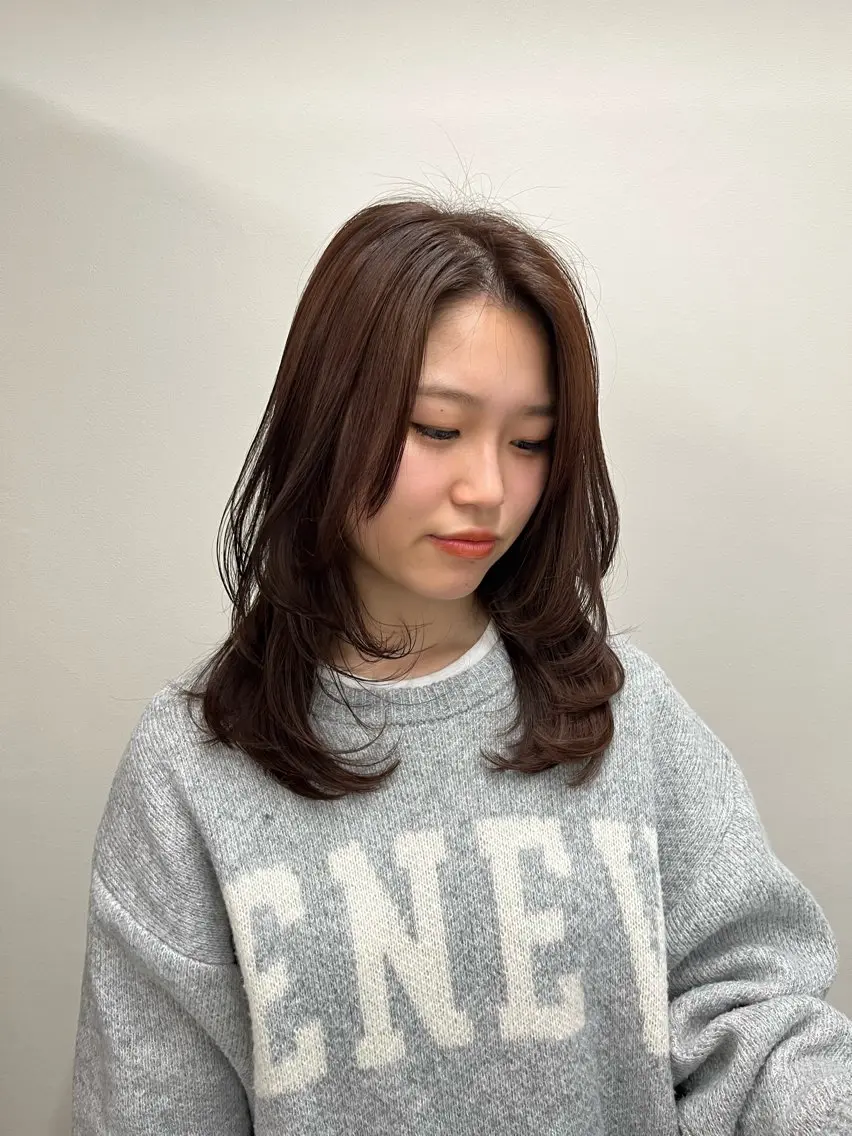 ミディアム カラー ブラウンカラー ハイレイヤー レイヤーカット 🦋レイヤー職人 猪瀬玲奈🦋のヘアスタイル