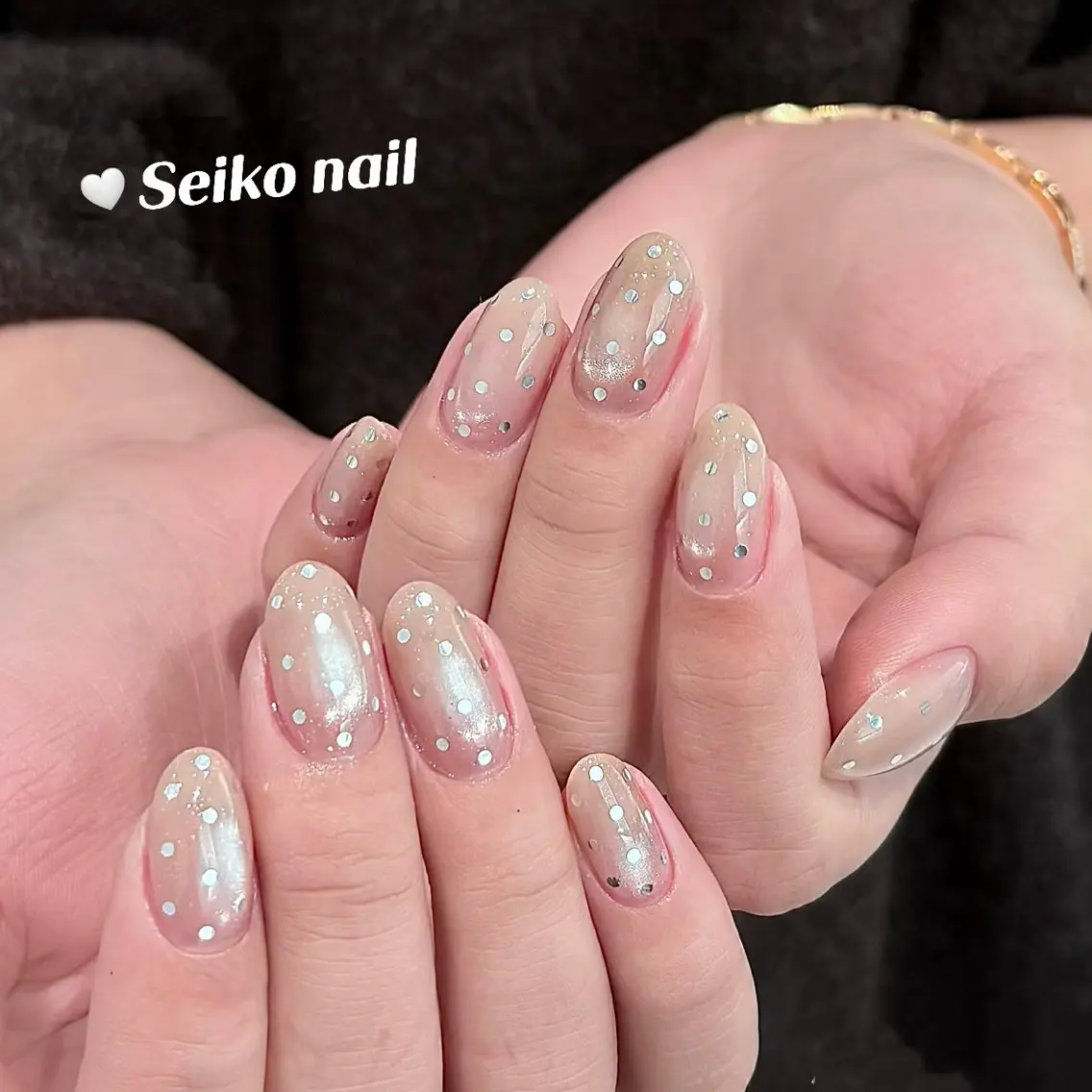ネイル オーロラネイル 長さ出し フレンチネイル ジェルネイル ガーリー ハンドネイル seiko nail Nanami（渋谷）のネイルデザイン