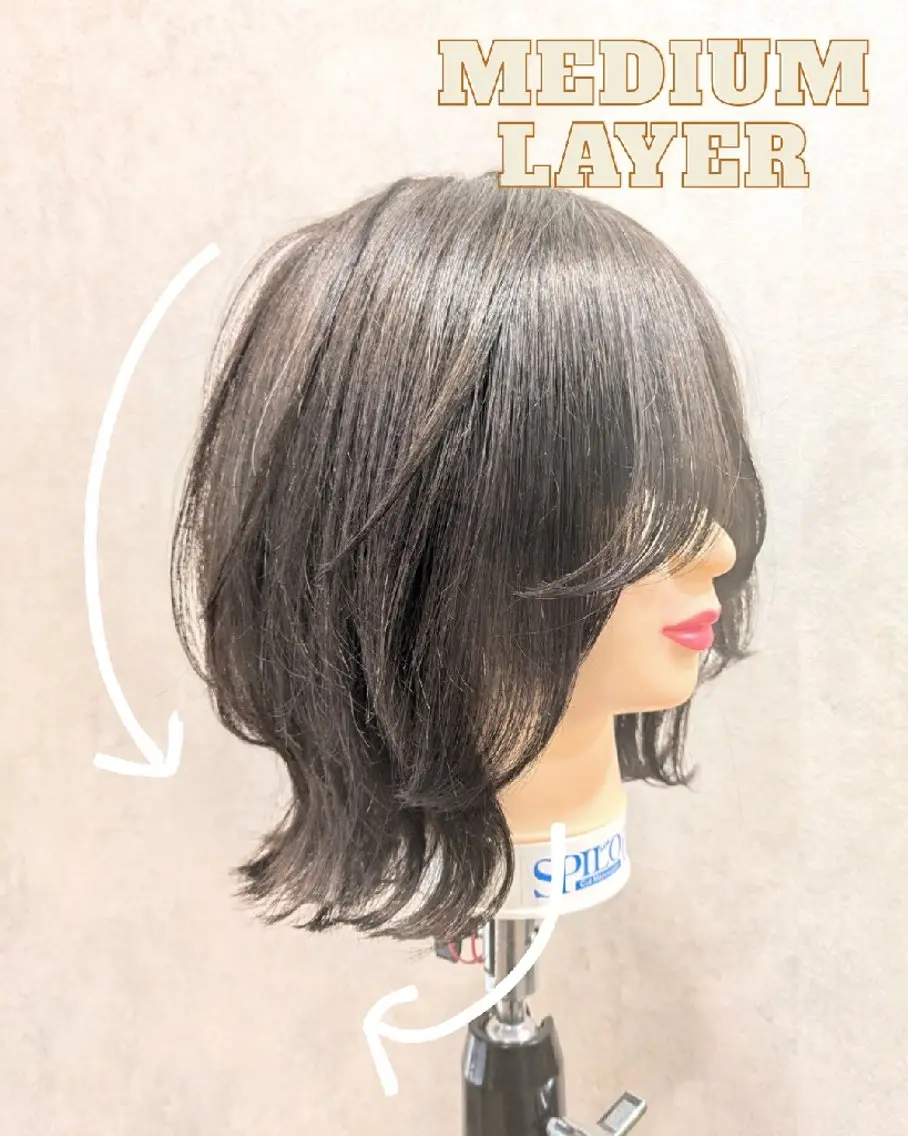 ミディアム くびれヘア くびれレイヤー レイヤーカット 🤍山岸 彩花🤍のヘアスタイル