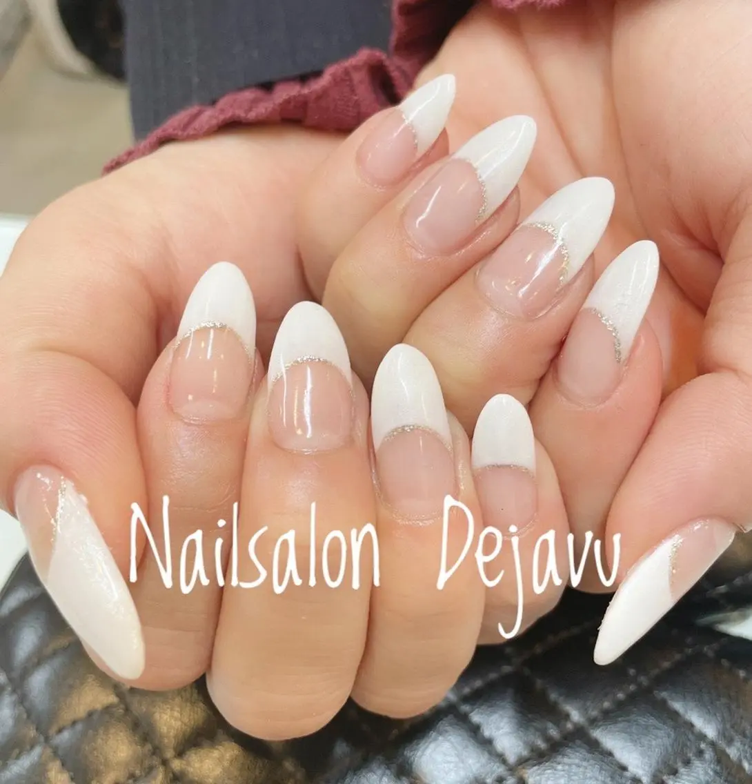ネイル クリアネイル フレンチネイル ラメ(グリッター) ハンドネイル Nailsalon Dejavuのネイルデザイン