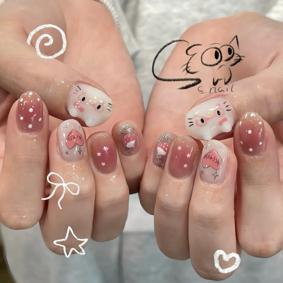 ネイル チークネイル フレンチネイル グラデーション マグネットネイル ワンカラーネイル S.nail _のネイルデザイン