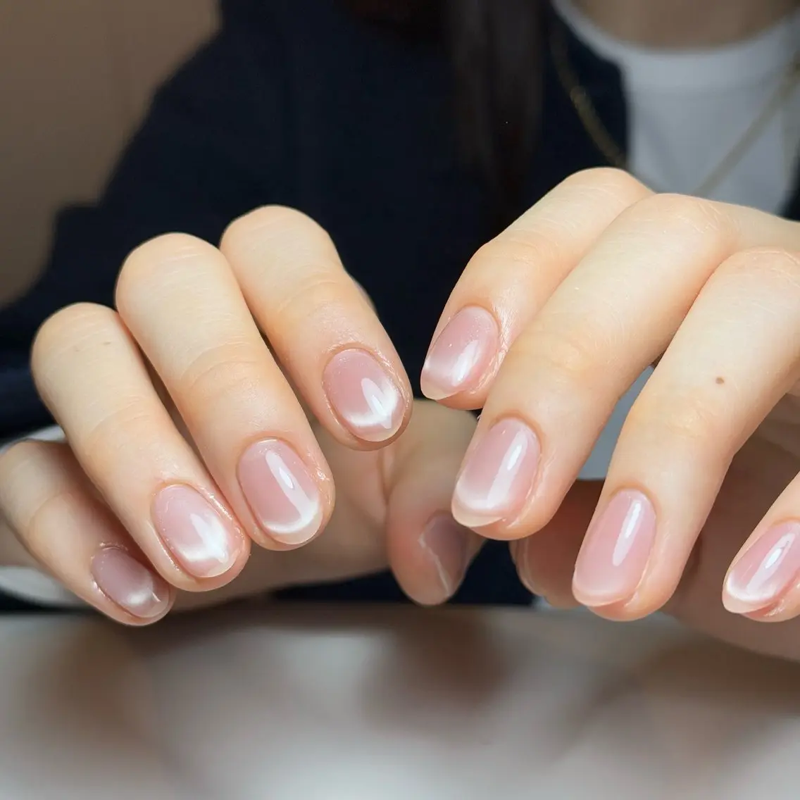 ネイル チークネイル フレンチネイル グラデーション キラキラネイル 韓国ネイル ハンドネイル Risa_ Nailのネイルデザイン