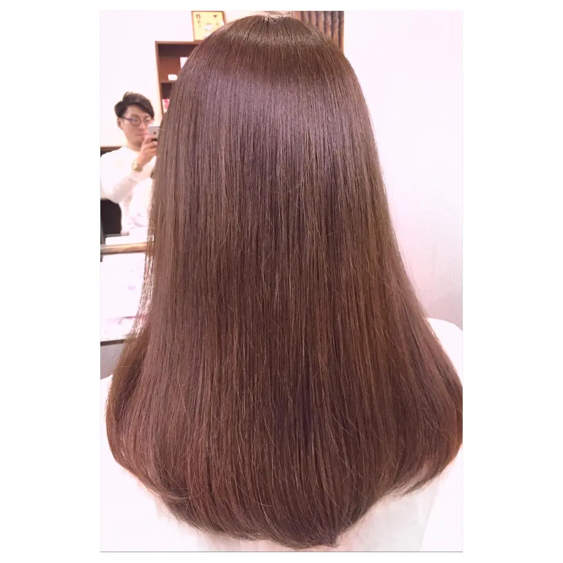 ロング カラー オレンジ ピンクカラー パーソナルカラー診断 できます 木曽 主博のヘアスタイル