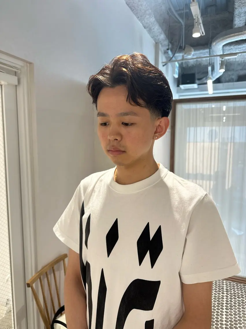 ショート メンズ オールバック カット パーマ 俵 知広のヘアスタイル