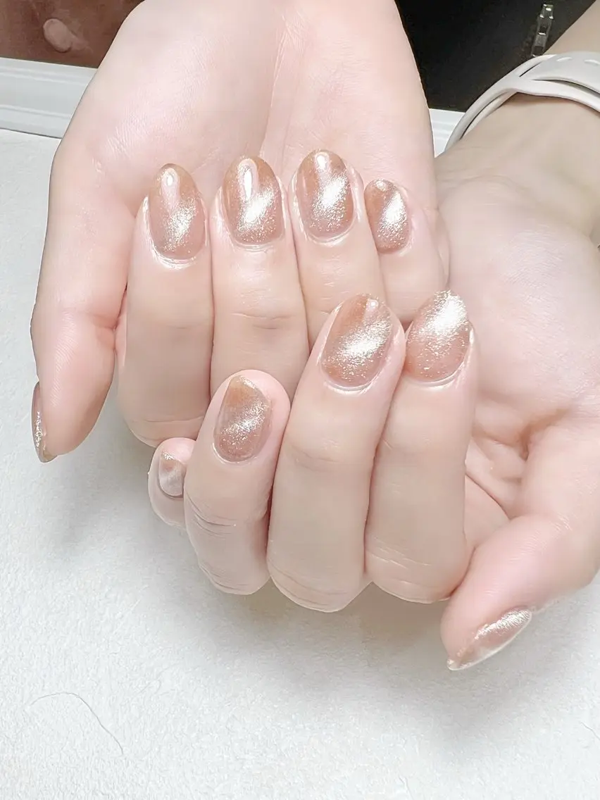ネイル マグネットネイル ワンカラーネイル ピンク rouse nail RISATOのネイルデザイン