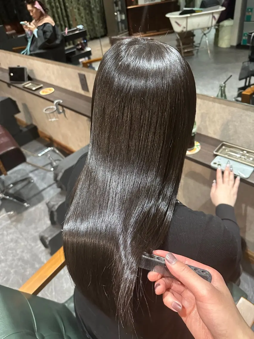 ロング 顔周りカット ハイライト 髪質改善 レイヤーカット 縮毛矯正 トリートメント レイヤーブリーチ特化 ホワイト専門/岸のヘアスタイル