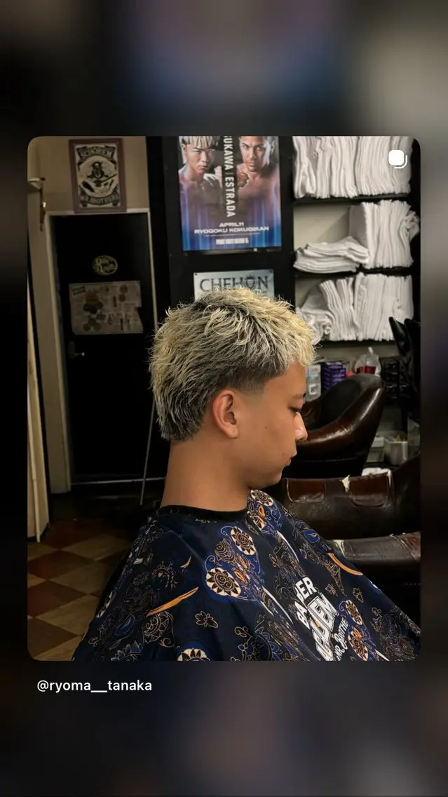 ショート カラー メンズ フェードカット マレットヘア 田中 稜真のヘアスタイル