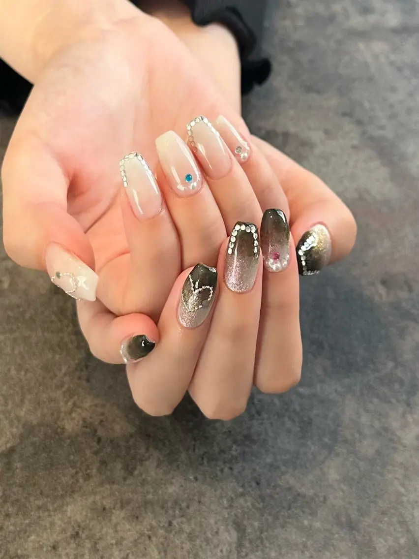ネイル フラワーネイル 大理石ネイル(マーブル) ニュアンスネイル シンプルネイル 夏ネイル nail salon amanoのネイルデザイン