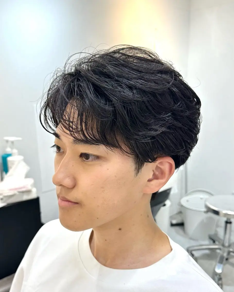 ショート パーマ メンズ フェザーパーマ メンズパーマ 渋谷/メンズ専門 美容師🍚ふみやのヘアスタイル