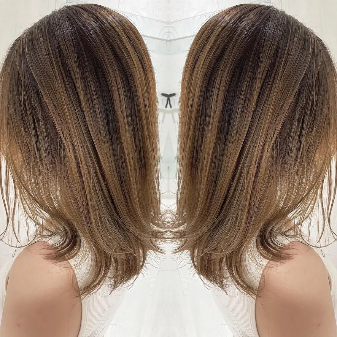 ミディアム カラー アッシュ ベージュカラー ミルキーベージュ 外国人風カラー レイヤーカット ヘアカラー トリートメント 河合秀明/ショート /ボブ/レイヤーのヘアスタイル