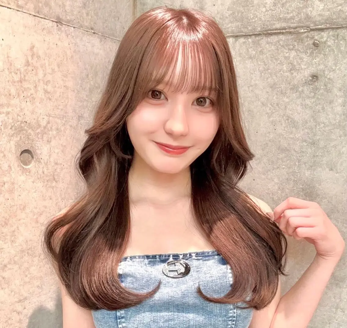 ロング ピンクラベンダー ボブ くびれヘア 韓国風ヘア レイヤーカット 🎀透明感カラー shizuka🎀のヘアスタイル