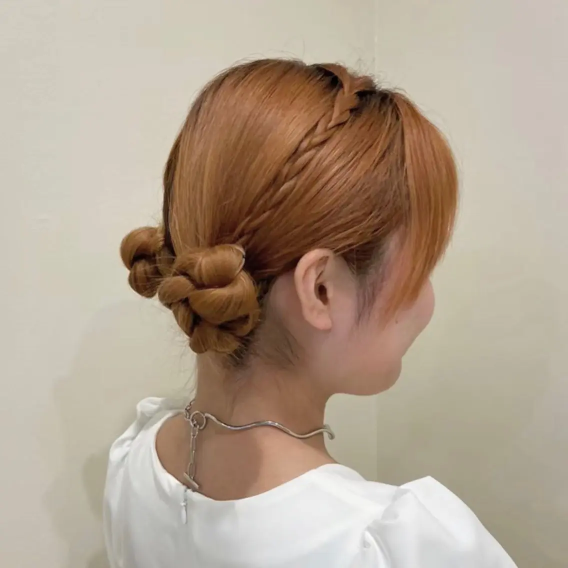 ロング ヘアアレンジ お団子ヘア 三つ編み 浴衣 ワタナベ リリコのヘアスタイル