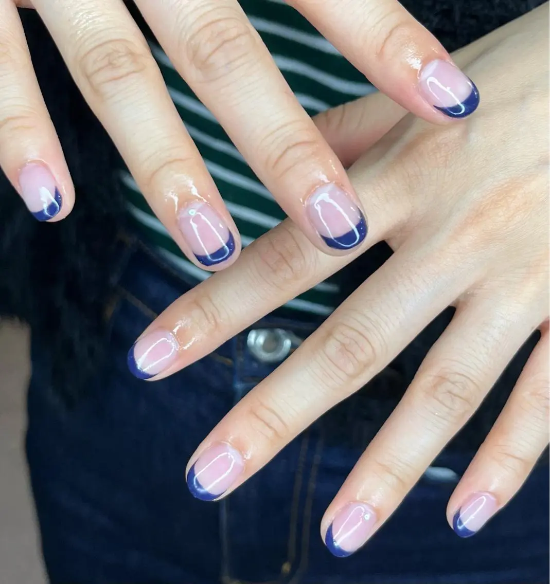 ネイル フレンチネイル ネイビー ハンドネイル Nail Salon　Ｋのネイルデザイン