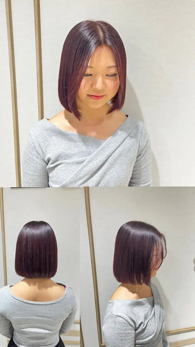 ミディアム カラー ブリーチ グラデーションカラー ブリーチなしカラー レッドカラー ボブ カット ヘアカラー 似合わせレイヤー/ 髪質改善/長瀬叶翔のヘアスタイル