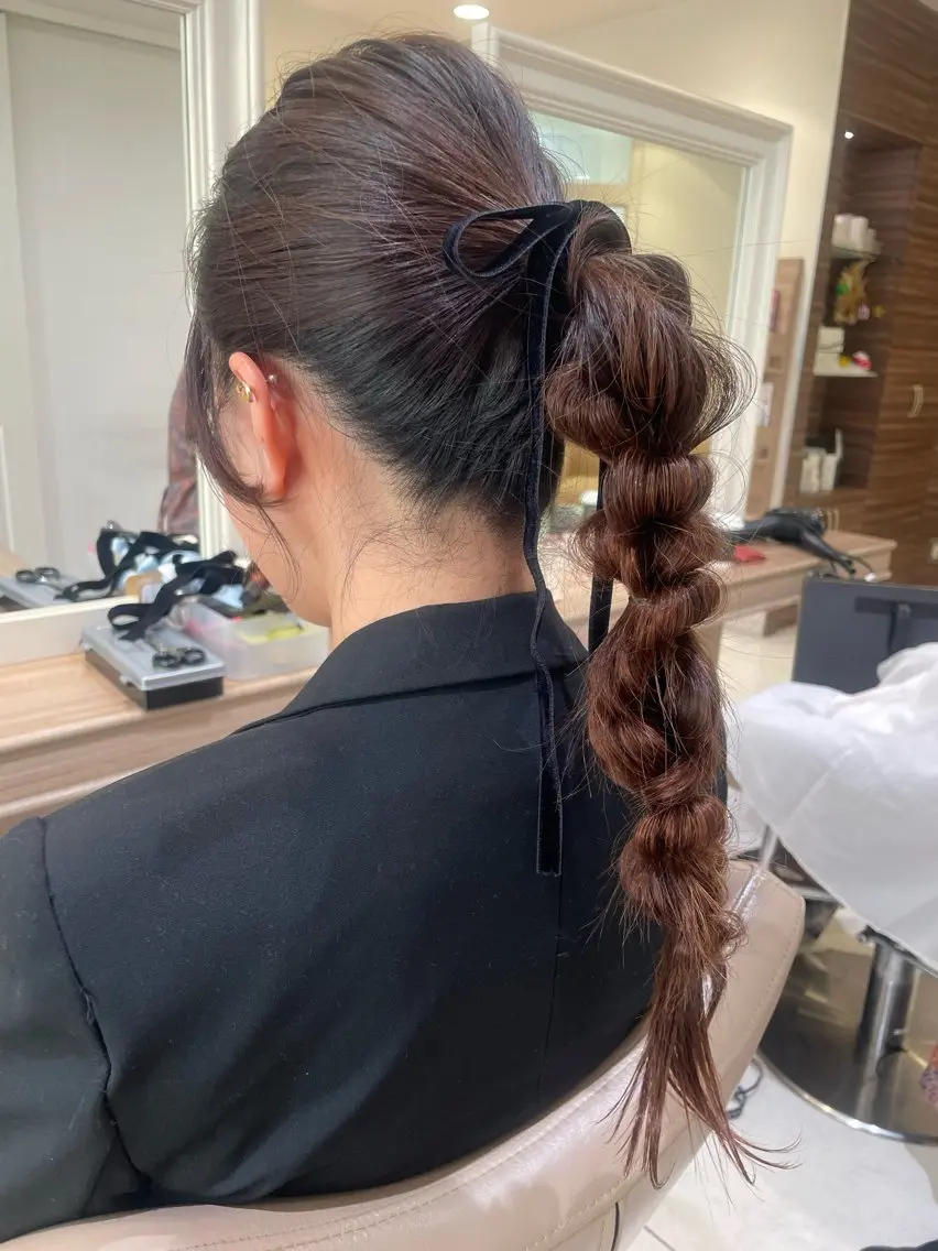 ロング ヘアアレンジ ヘアセット 韓国ヘアメイク🎀/ 縮毛矯正✨山本媛香のヘアスタイル