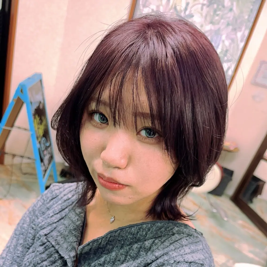 ミディアム ヘアカラー 三原 友美のヘアスタイル