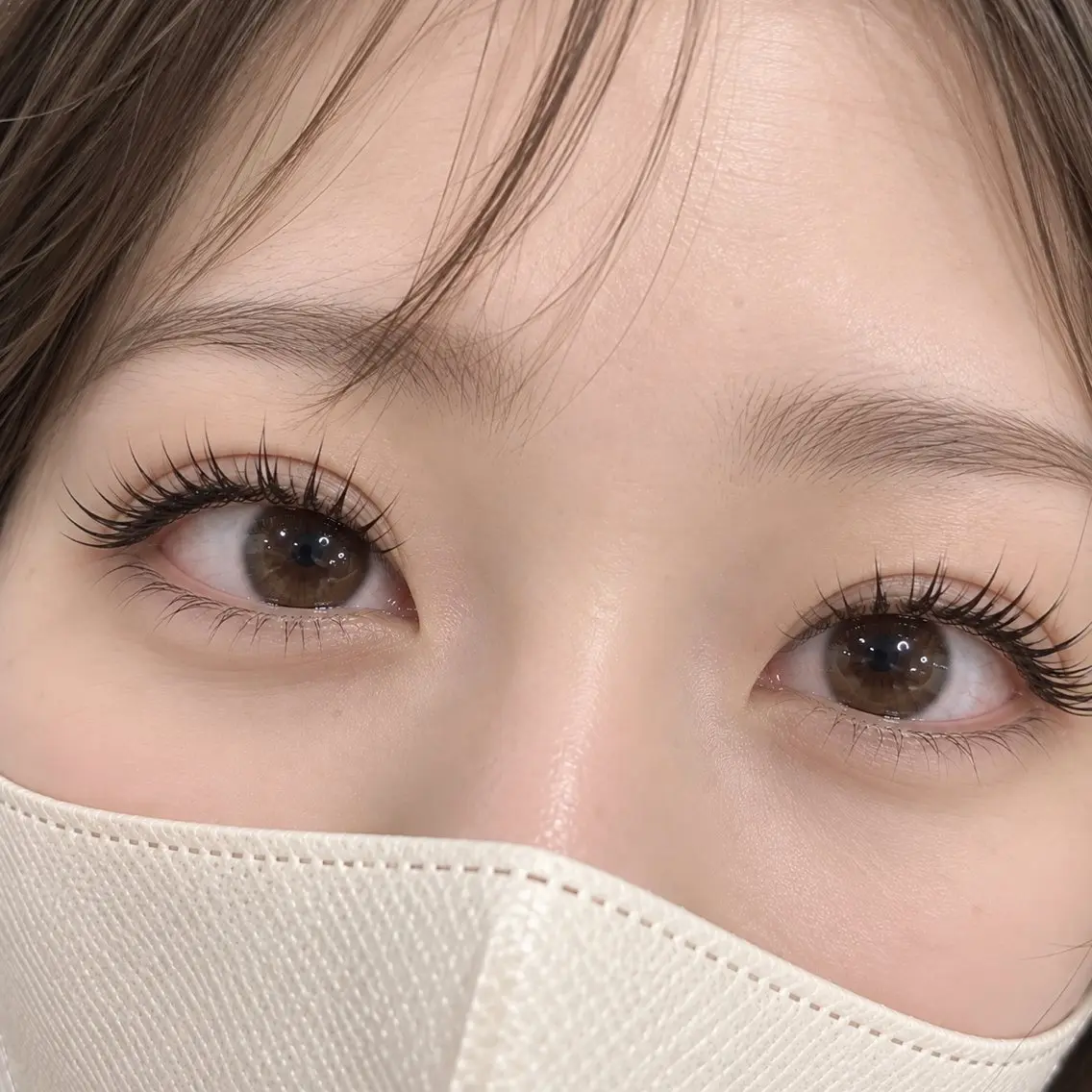 マツエク・マツパ 束感まつ毛 フラットラッシュ 韓国風マツエク ナチュラル まつげパーマ 束感まつ毛/透明感 Yuuka🤍🫧のヘアスタイル