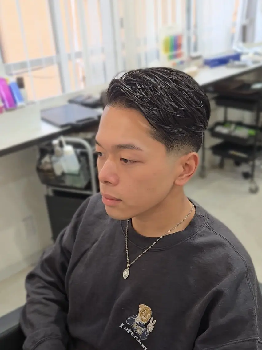 メンズ ショート パーマ メンズパーマ 七三 ショートヘア カット パーマ ヘアセット LEN名古屋/パーマ 海外ヘア/メンズ特化のヘアスタイル