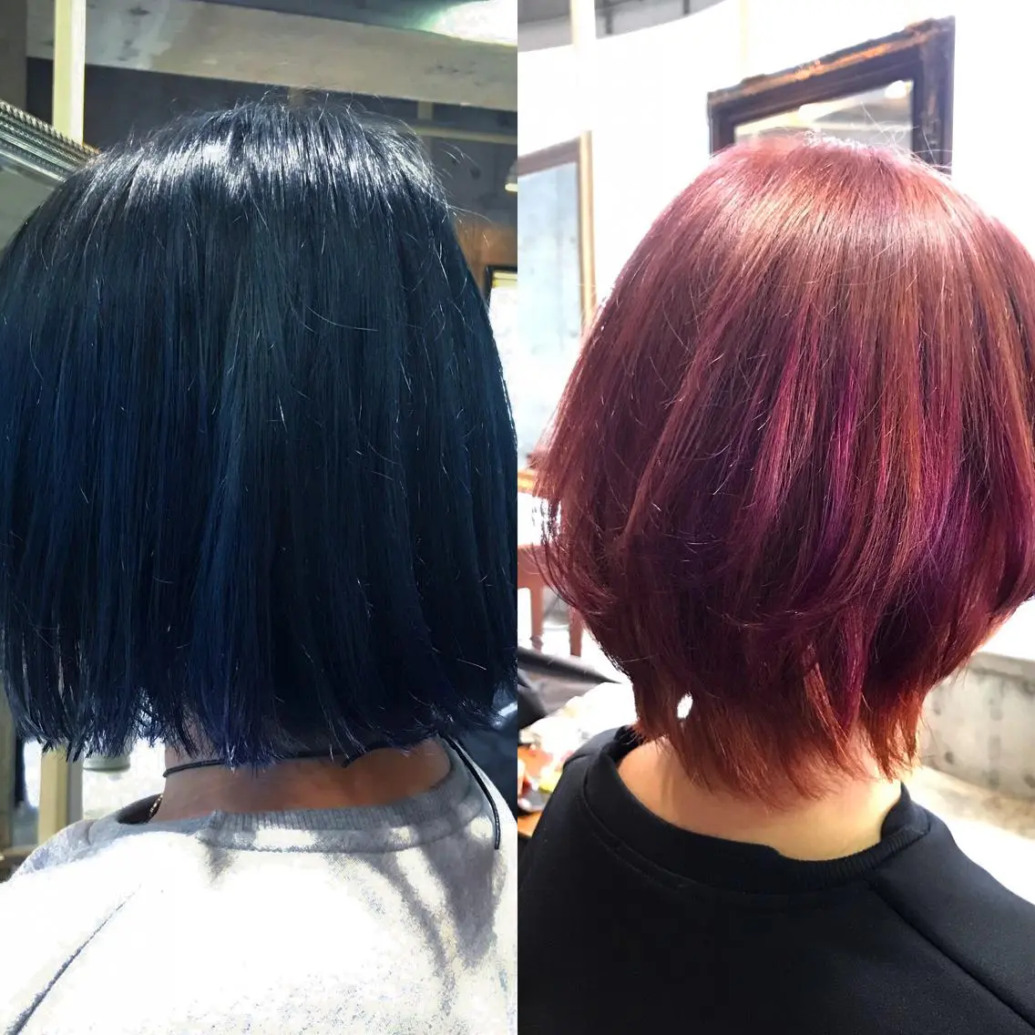 ショート カラー パーマ ヘアアレンジ メンズ キッズ ネイル マツエク・マツパ ダブルカラー ネイビーカラー レッドカラー ネイビー 赤色 サロンドミルク 原宿のヘアスタイル