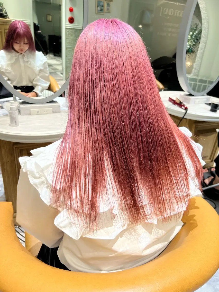 ロング ボブ ハイライト 髪質改善 韓国風ヘア 小顔カット 【ダブルカラー指名 No.1】森栄範のヘアスタイル