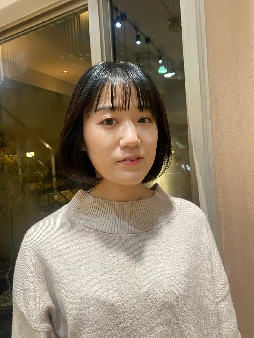 ショート ボブ 韓国風ヘア カット パーマ 大人可愛い♡コテ巻き パーマ🌼杉田 萌恵のヘアスタイル