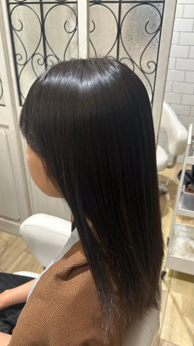 ロング 顔周りカット レイヤーカット 縮毛矯正 カット 縮毛矯正 遠藤 美空のヘアスタイル