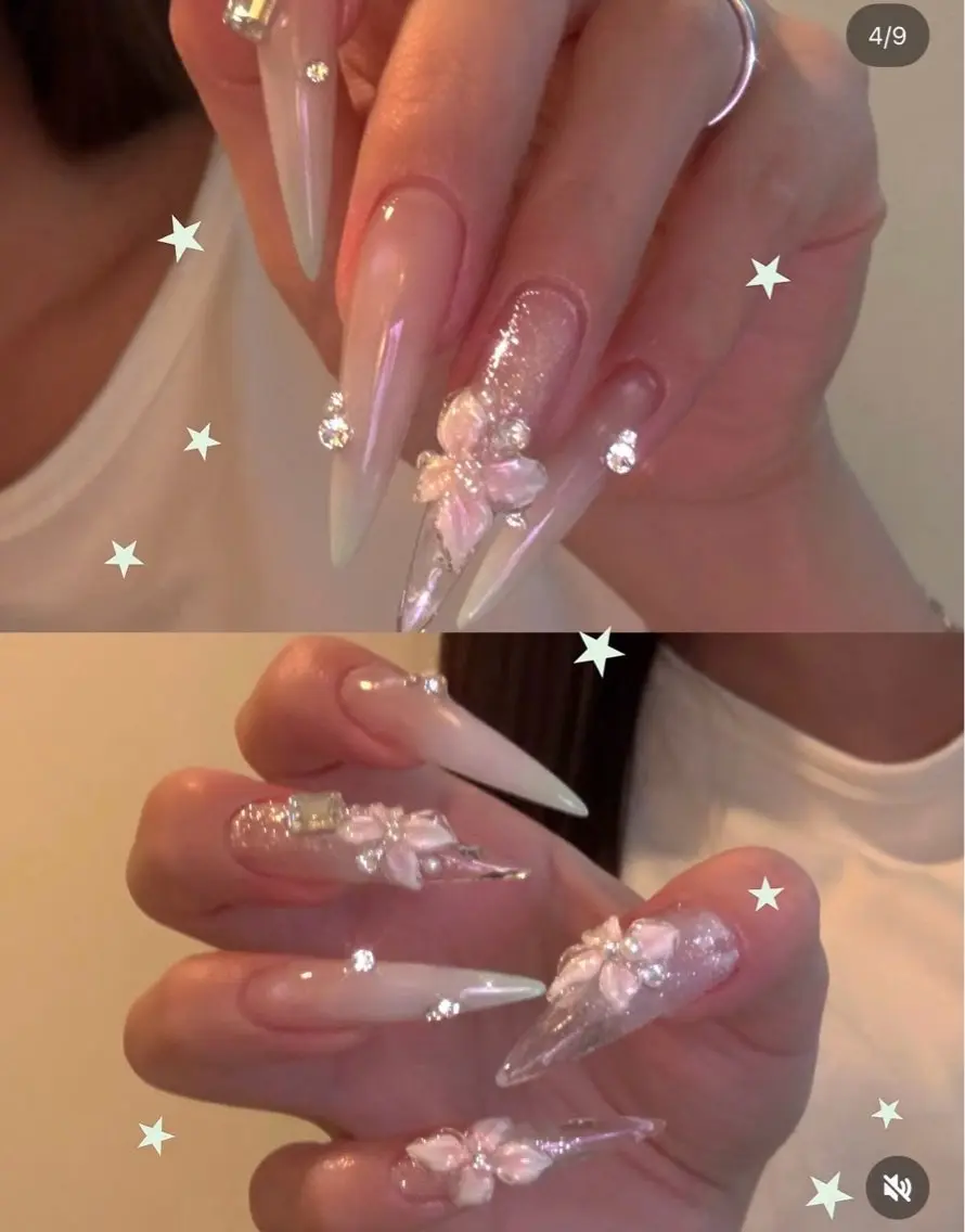 ネイル 長さ出し キラキラネイル 韓国ネイル ロングネイル ワンホンネイル ハンドネイル Josie nail salonのネイルデザイン