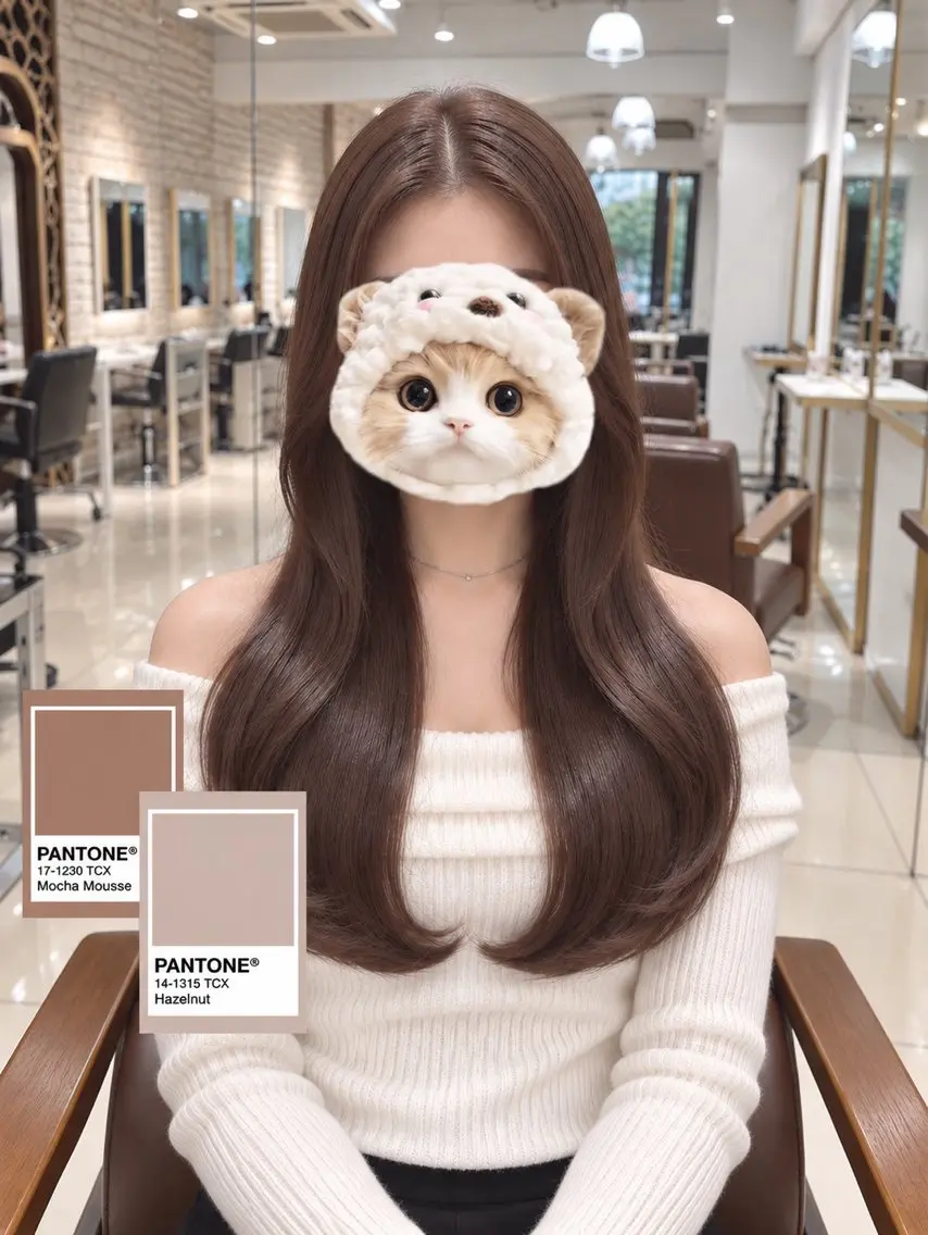 ロング ヘアカラー トリートメント 柔らかグレージュ🤍 髪質改善Hanakaのヘアスタイル