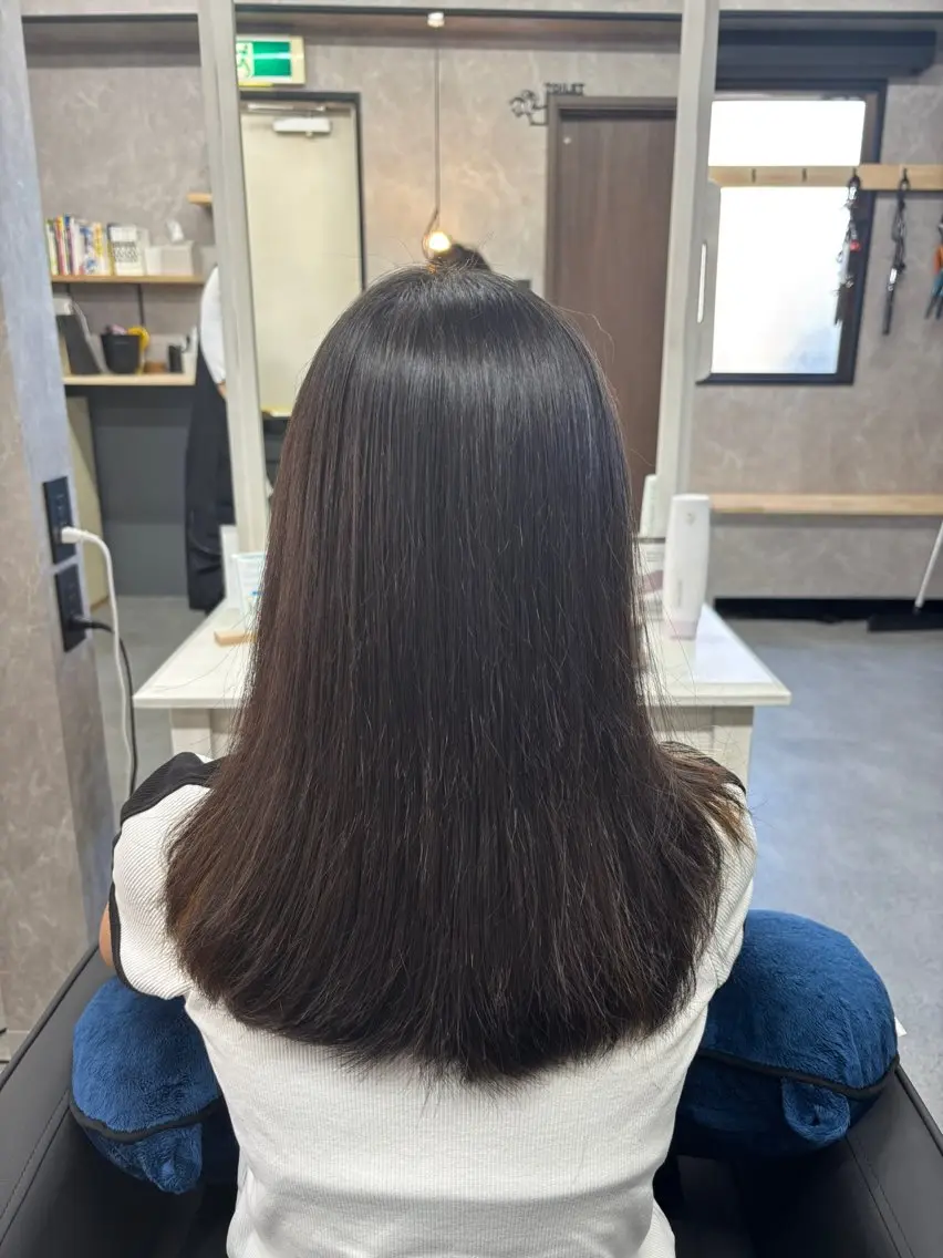 ロング カット 縮毛矯正 かがみ/メンテナンス カット無料のヘアスタイル