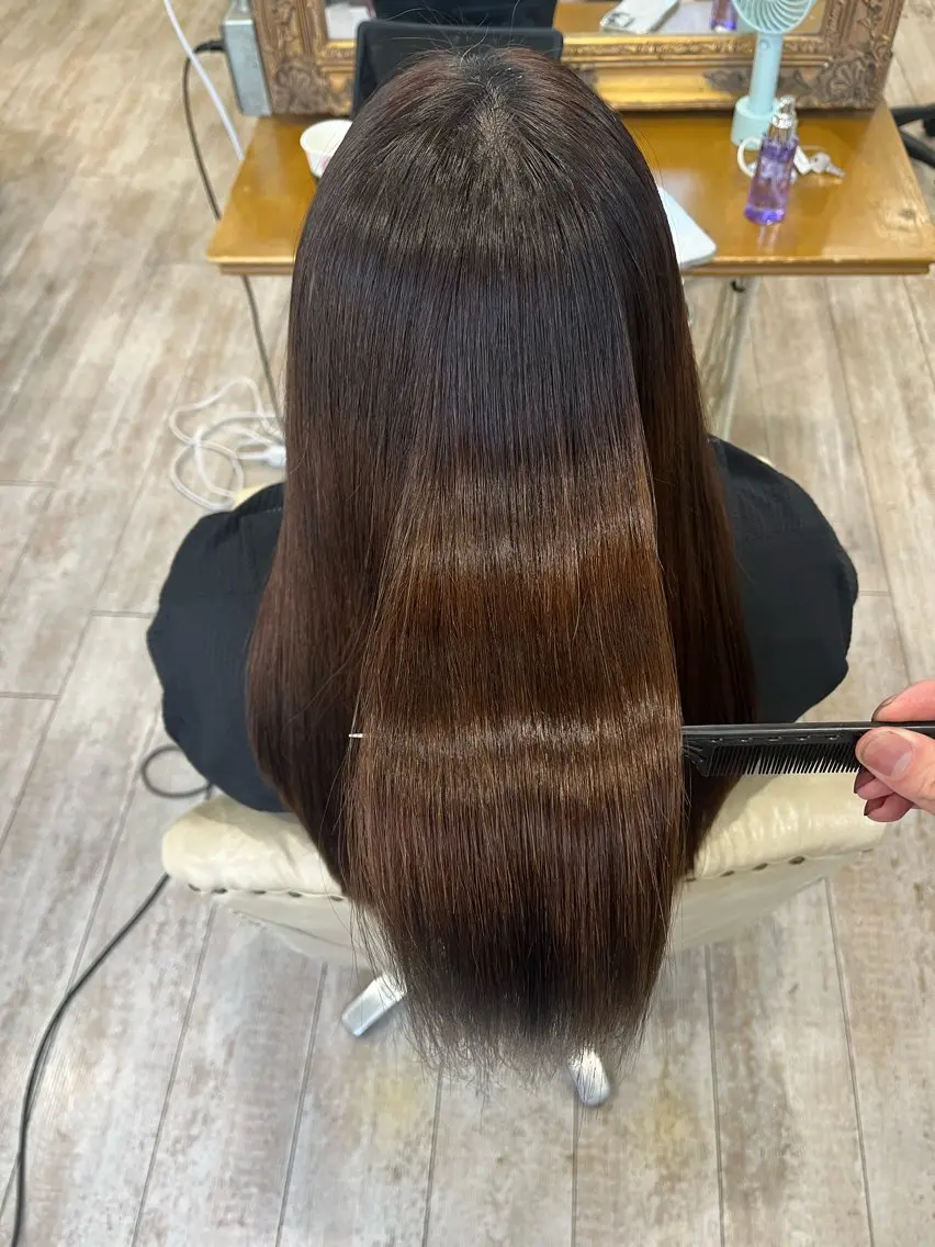 ロング カラー パーマ 髪質改善 縮毛矯正 カット ヘアカラー 縮毛矯正 トリートメント ヘッドスパ 美髪縮毛矯正/ 極髪質改善/ヨウスケのヘアスタイル