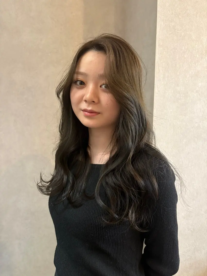 ロング カラー オリーブカラー オレンジ ヘアカラー 田所 煌斗のヘアスタイル