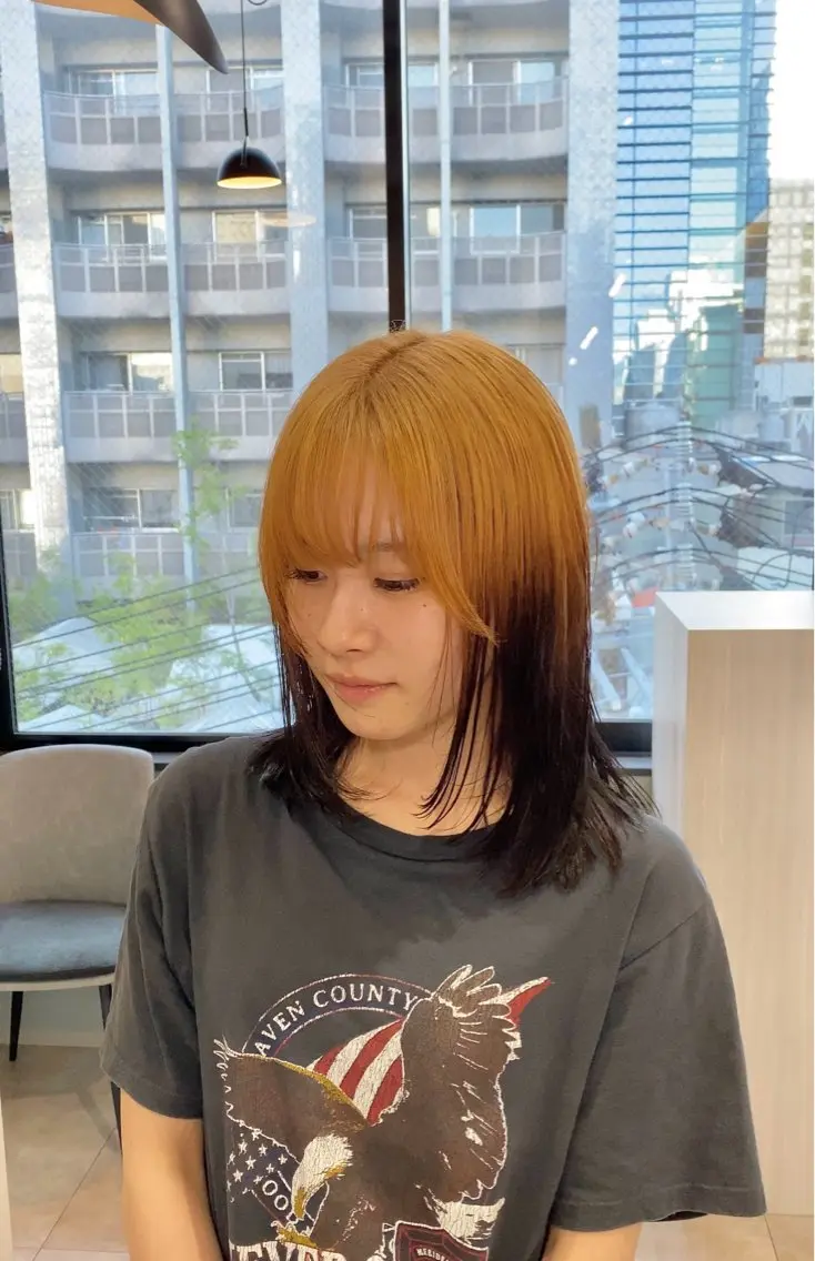 カラー 黒髪 カット ヘアカラー トリートメント 縮毛矯正×ブリーチ 西 太志のヘアスタイル