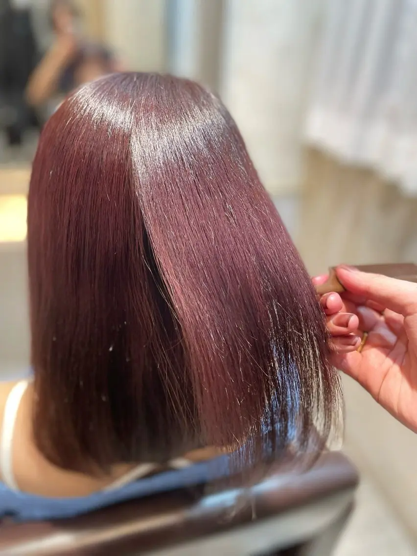 ミディアム カラー ブラウンカラー ピンクカラー ピンクブラウン カラー✨縮毛矯正✨ ハギワラケンタのヘアスタイル