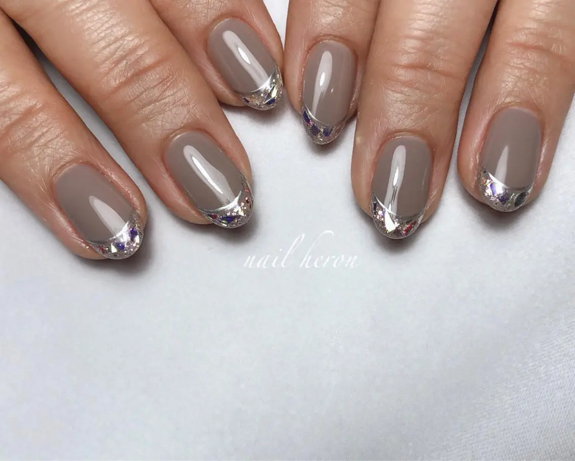 ネイル フレンチネイル ガラスフレンチ ハンドネイル saki_ nail heronのネイルデザイン
