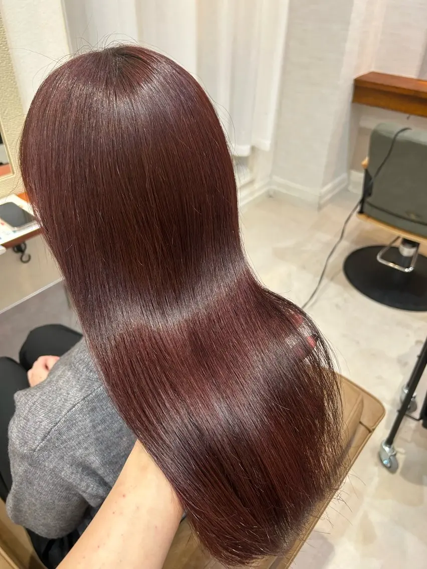ロング カラー ブリーチ ブリーチなしカラー お顔周り/オリーブ/ Wカラー/mei大名のヘアスタイル