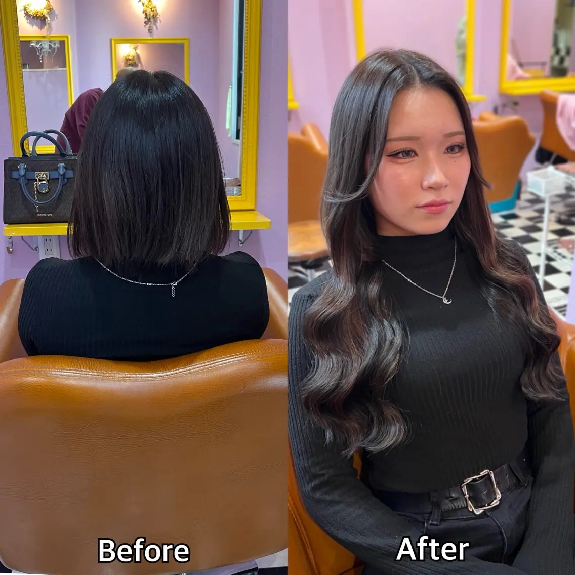 ロング カラー+ちび編み込み エクステ梅田🐨のヘアスタイル