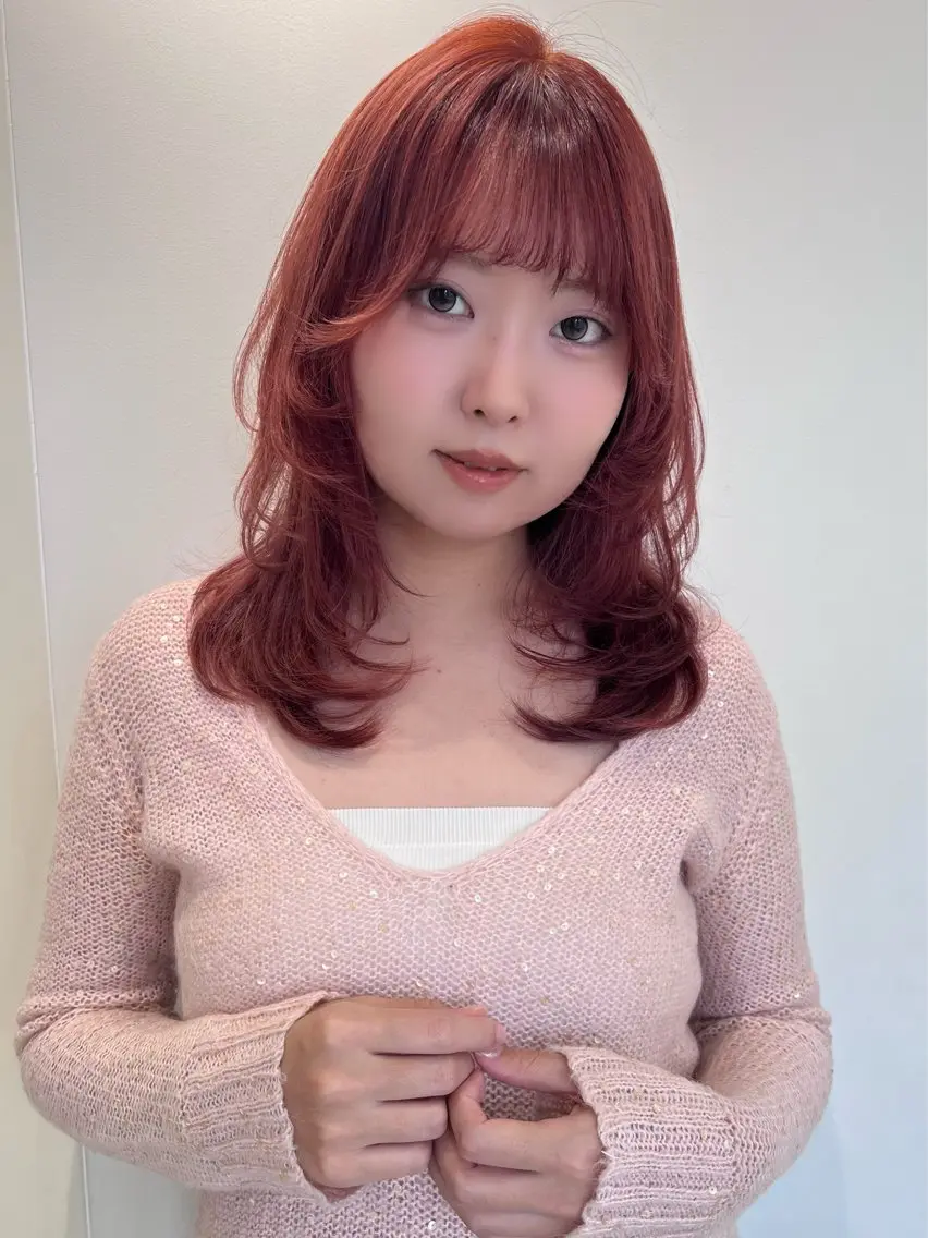 セミロング ボブ レイヤーカット ヘアカラー ツヤ髪🫧 新宿エリア✨ゆめのヘアスタイル
