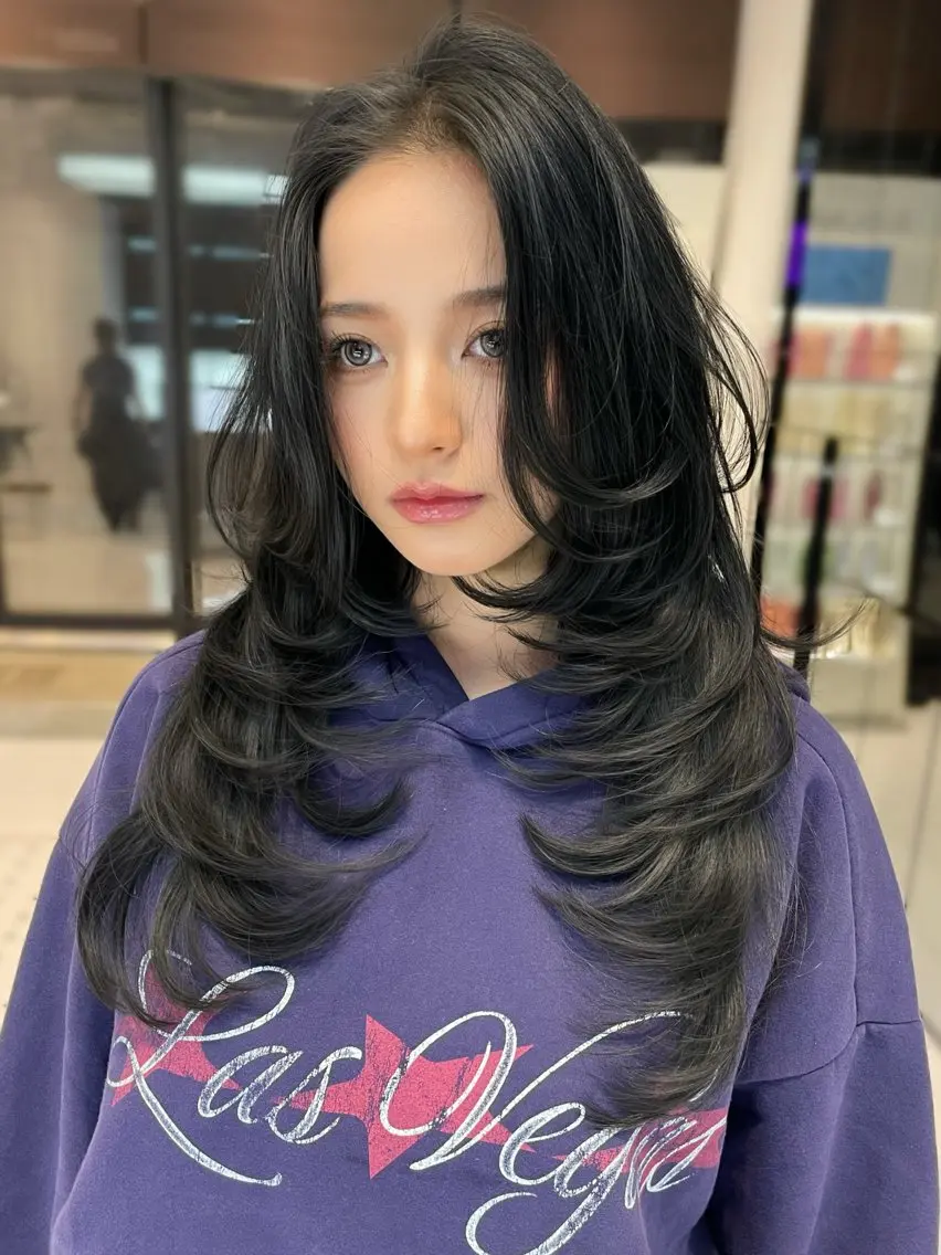 ロング ハッシュカット カット 【韓国❤️海外ヘア】 AYAKAのヘアスタイル