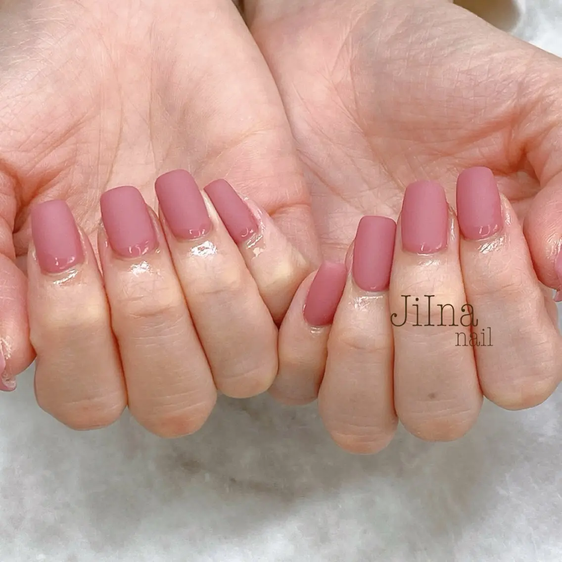 ネイル マットネイル ピンク JiIna nailのネイルデザイン