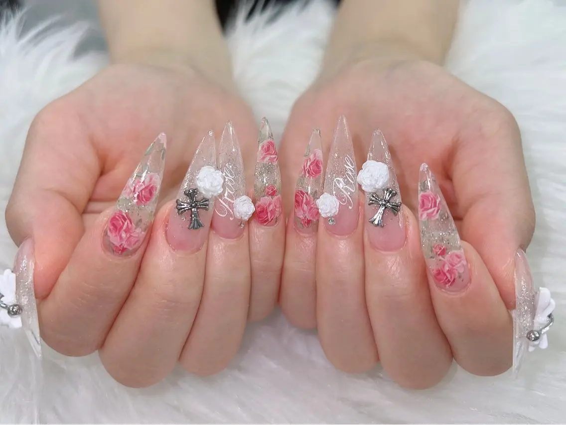 ネイル オーロラネイル ボルドー ブラウン 氷ネイル・うるうるネイル キラキラネイル ハンドネイル Sora  Nail 長さ出し専門店のネイルデザイン