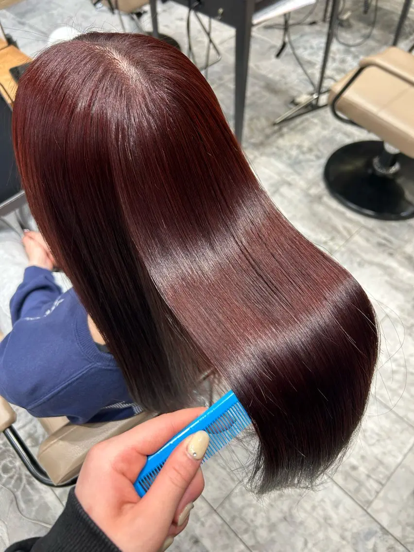カラー レッドカラー ヘアアレンジ /カラー和田茉日琉のヘアスタイル