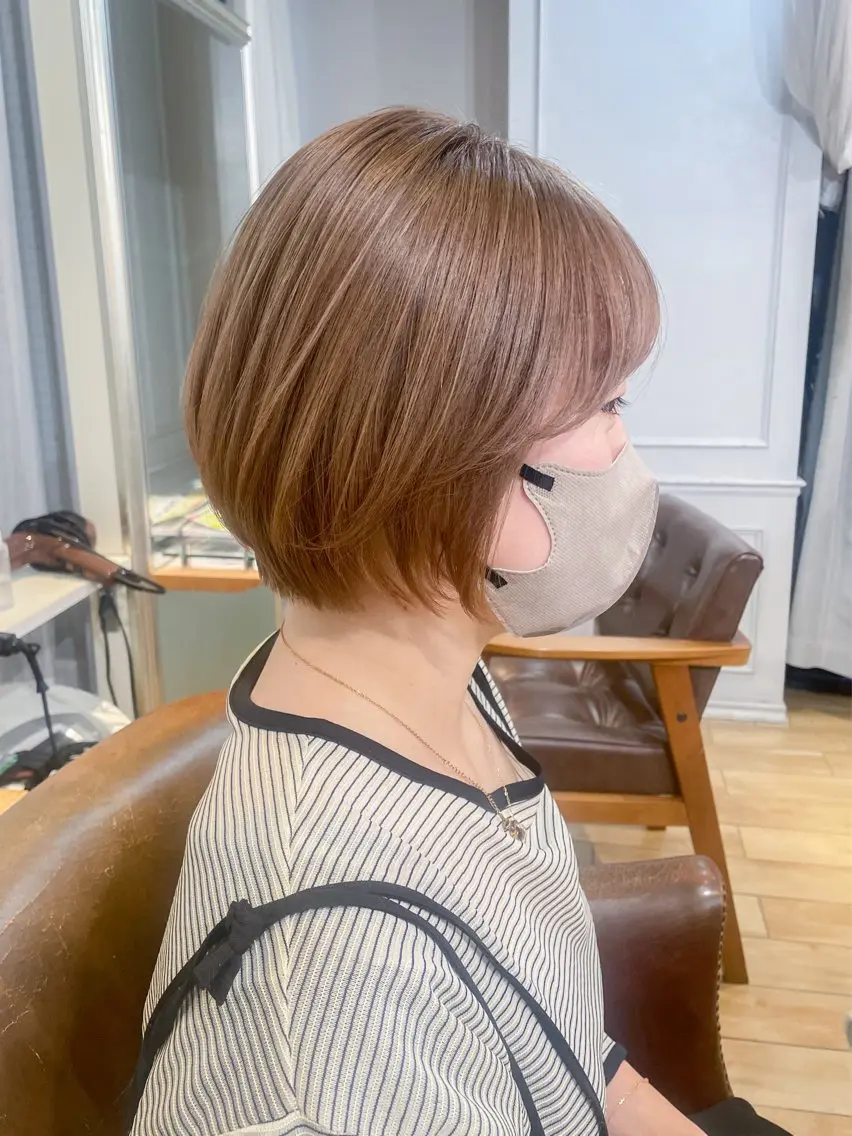 ショート 丸みショート ボブ 髪質改善 韓国風ヘア ショートヘア カット ヘアカラー トリートメント ボブ ブリーチ/miinaのヘアスタイル